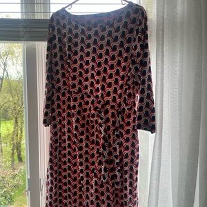 Talbots Long Sleeve Dress - Black, Pink, White